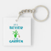 Het leven in de tuin is beter sleutelhanger (Achterkant)