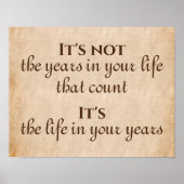 Het leven in je jaren Inspirerend prijsopgave Poster (Voorkant)