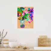 Het leven in volle bloei citeert moderne waterverf poster (Keuken)