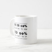 Het leven is 10% wat er Motivatie gebeurt Koffiemok (Voorkant links)