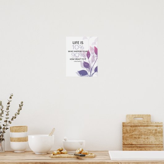 Het leven is 90 percenten hoe ik MotivationalQuote Poster (Keuken)