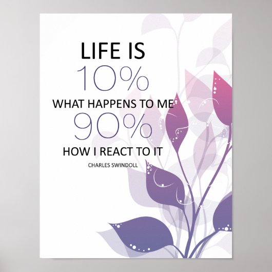 Het leven is 90 percenten hoe ik MotivationalQuote Poster (Voorkant)