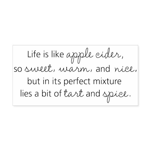 Het leven is als Apple Cider Sentiment Rubber Stam Rubberstempel (Afrduk)