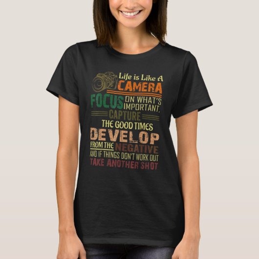 Het leven is als camerafotograaf Cameraman T-shirt (Voorkant)