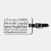 Het leven is als een camera bagagelabel (Voorkant horizontaal)