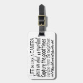 Het leven is als een camera bagagelabel (Voorkant verticaal)