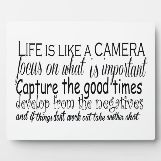 Het leven is als een camera fotoplaat (Voorkant)