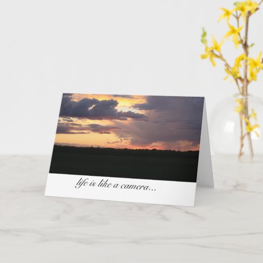 Het leven is als een camera inspirerend kaart (Gele Bloem)