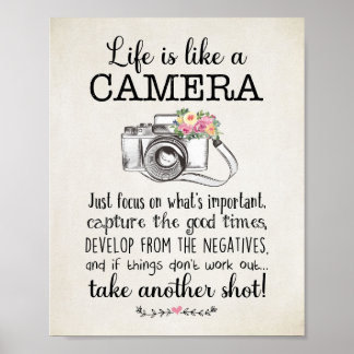Het leven is als een camera-Inspirerend Poster