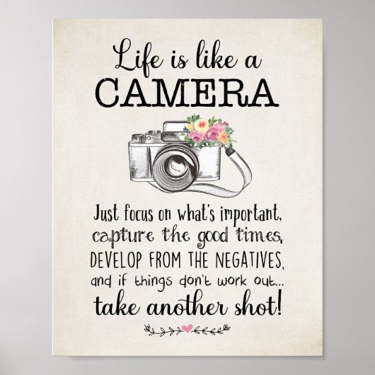 Het leven is als een camera-Inspirerend Poster (Voorkant)