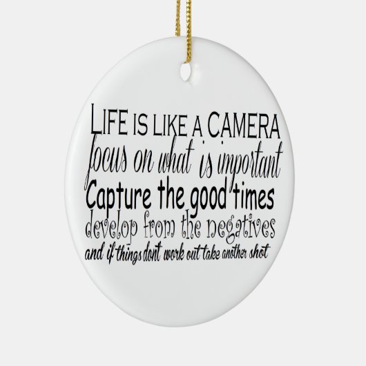 Het leven is als een camera keramisch ornament (Rechts)