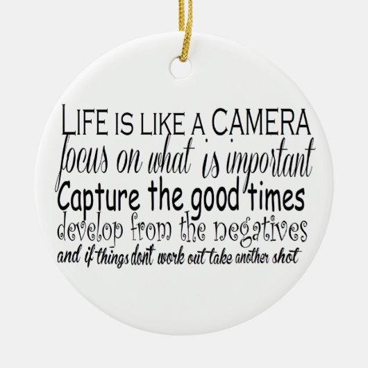 Het leven is als een camera keramisch ornament (Voorkant)