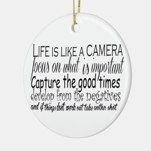 Het leven is als een camera keramisch ornament (Links)