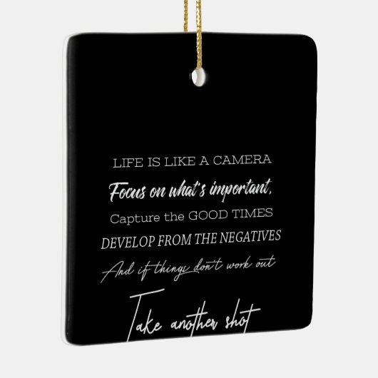 het leven is als een camera keramisch ornament (Rechts)