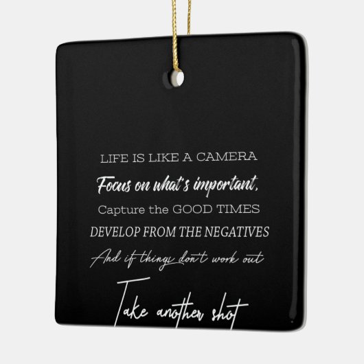 het leven is als een camera keramisch ornament (Links)