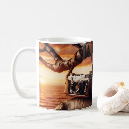 Het leven is als een camera koffiemok (Met donut)