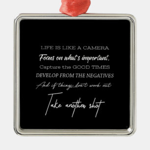 het leven is als een camera metalen ornament