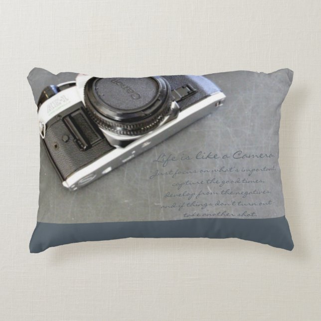 Het leven is als een camera-piloot decoratief kussen (Voorkant)