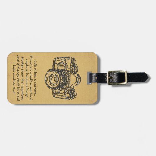 Het leven is als een camera-quote,  bagagelabel (Voorkant horizontaal)