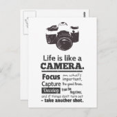 Het leven is als een camera-quote, Black Grunge Briefkaart (Voorkant / Achterkant)