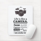 Het leven is als een camera-quote, Black Grunge Muismat (Met muis)