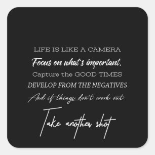 het leven is als een camera vierkante sticker