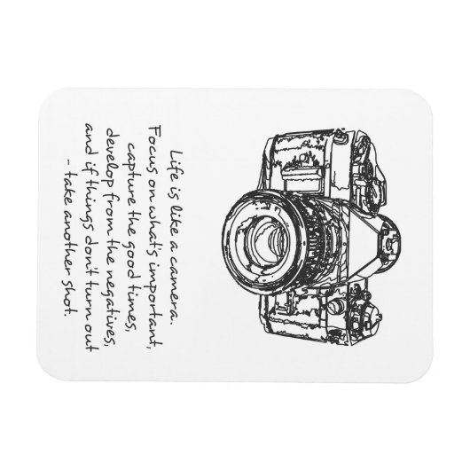 Het leven is als een citaat van een camera magneet (Horizontaal)