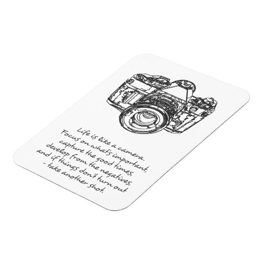 Het leven is als een citaat van een camera magneet (Linkerzijde)