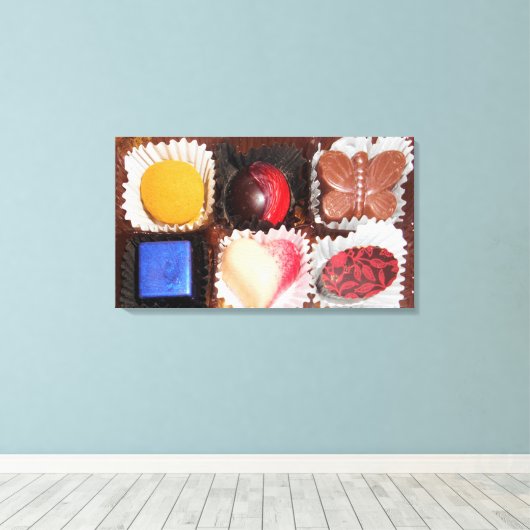 Het leven is als een doos bonbons canvas afdruk (Insitu (Houten vloer))