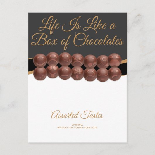 Het leven is als een doos chocolade briefkaart (Voorkant)