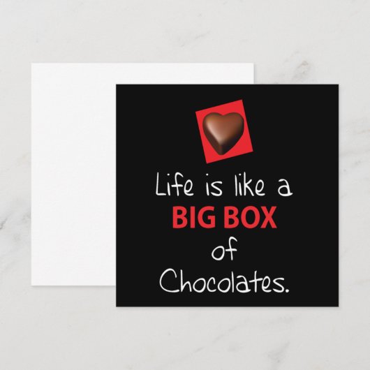 Het leven is als een doos chocolade kaart (Voorkant / Achterkant)