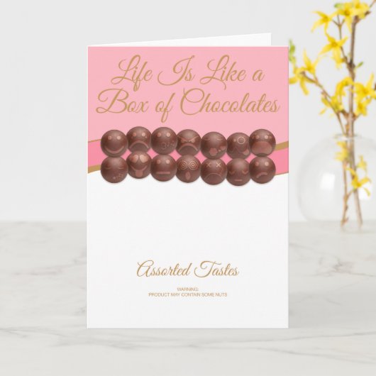 Het leven is als een doos chocolade kaart (Gele Bloem)