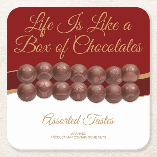 Het Leven Is Als Een Doos Chocolade Kartonnen Onderzetters (Voorkant)