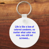 Het leven is als een doos van gekleurde condooms - sleutelhanger (Voorkant)