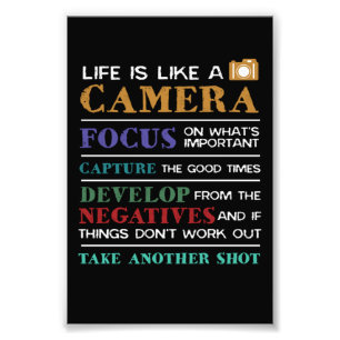 Het leven is als een fotograaf voor camera's foto afdruk