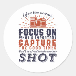 Het leven is als een fotografe prijsopgave voor ca ronde sticker