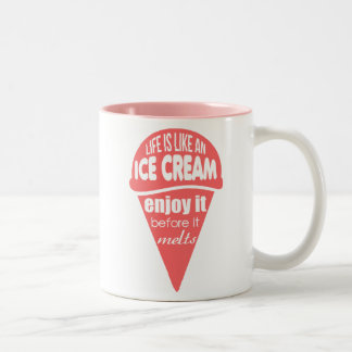 Het leven is als een ijskreet tweekleurige koffiemok