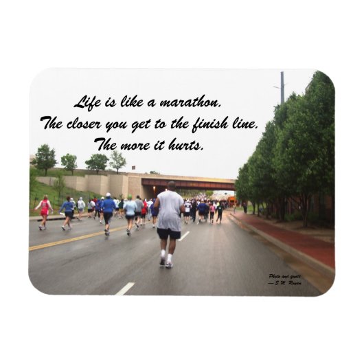 Het leven is als een marathonmagneet magneet (Horizontaal)