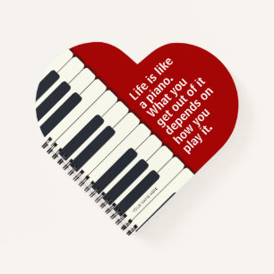 "Het leven is als een piano-pianotoetsenbord Notitieboek