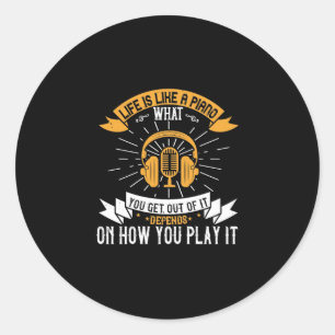 Het leven is als een piano ronde sticker