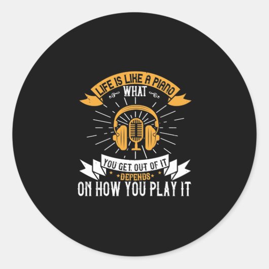 Het leven is als een piano ronde sticker (Voorkant)