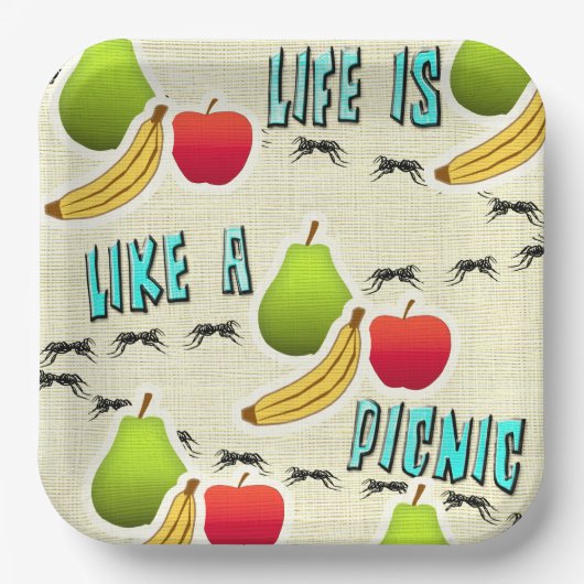 Het leven is als een picknick papieren bordje (Voorkant)