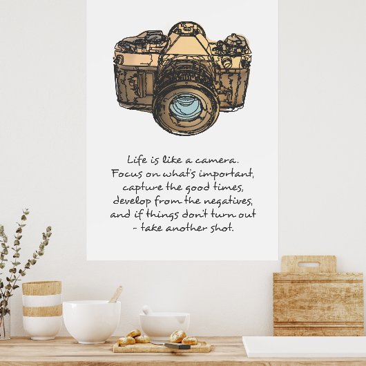 Het leven is als een poster voor een cameraconcati (Keuken)