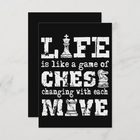 het leven is als een schaakspel dat met elk van de kaart (Voorkant / Achterkant)