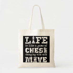 het leven is als een schaakspel dat met elk van de tote bag