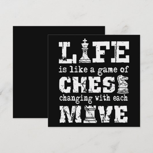 het leven is als een schaakspel , dat met elk van  kaart (Voorkant / Achterkant)