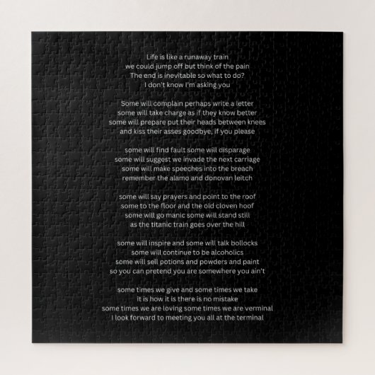 Het leven is als een wegrijdende trein legpuzzel (Verticaal)