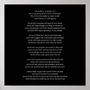 Het leven is als een wegrijdende trein poster