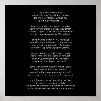 Het leven is als een wegrijdende trein poster