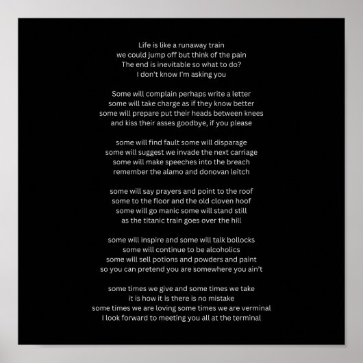 Het leven is als een wegrijdende trein poster (Voorkant)